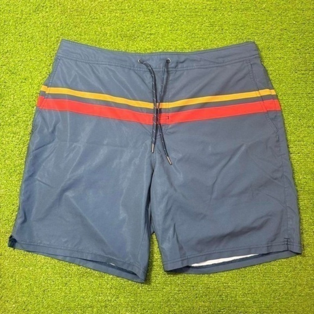 Fair Harbor Shorts Mens XXL Navy‎ Blue Red Stripe Swim Trunks Lined Drawstring